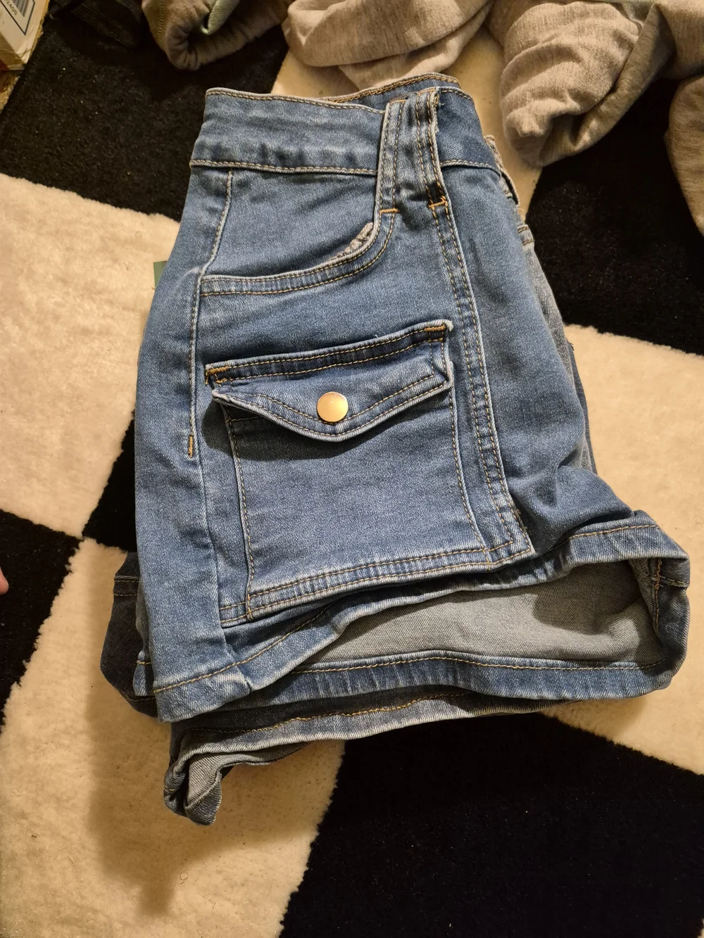 Button-Front Light Blue Denim High-Rise Women's Shorts (3 Pairs For $15)